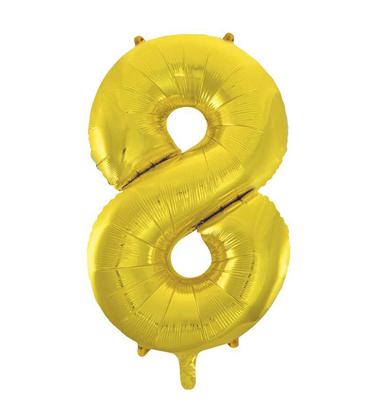 Gold Number 8 Balloon