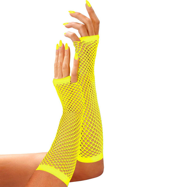 Neon Yellow Fishnet Glove