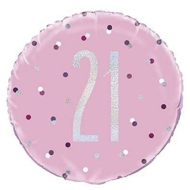 Pink Dot Glitz 21st Balloon