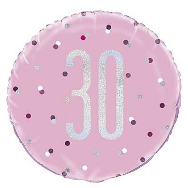 Pink Dot Glitz 30th Balloon