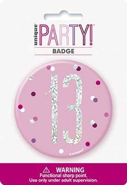 Pink Glitz 13th Badge