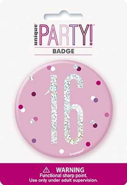 Pink Glitz 16th Badge