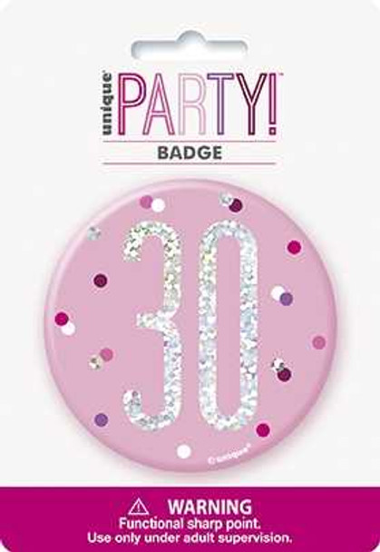 Pink Glitz 30th Badge