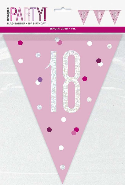 Pink Glitz 18th Bunting