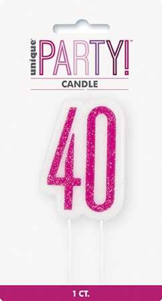 Pink Glitz 40th Candle