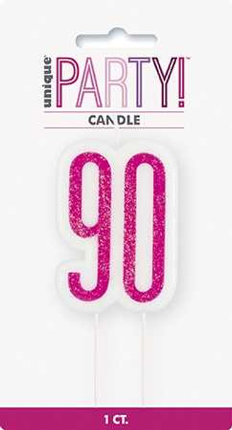 Pink Glitz 90th Candle