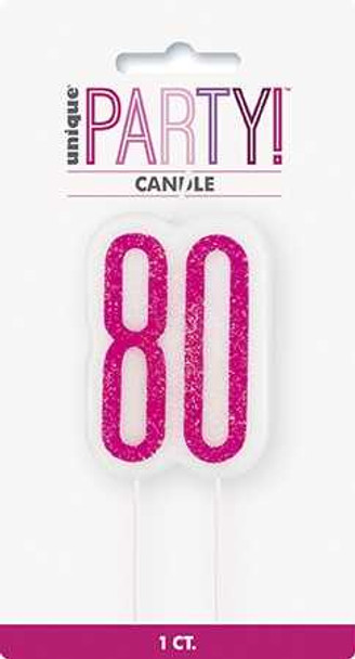 Pink Glitz 80th Candle