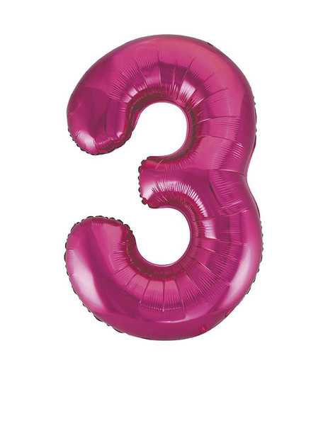 Pink Number 3 Balloon