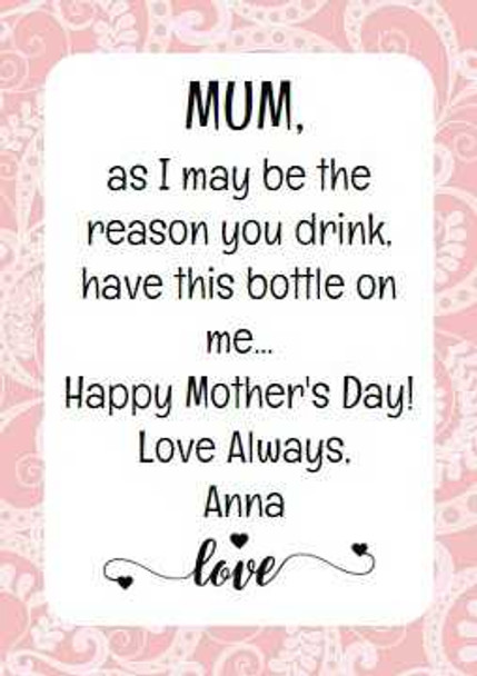 Personalised Mothers Day Wine Labels (4 Pack)