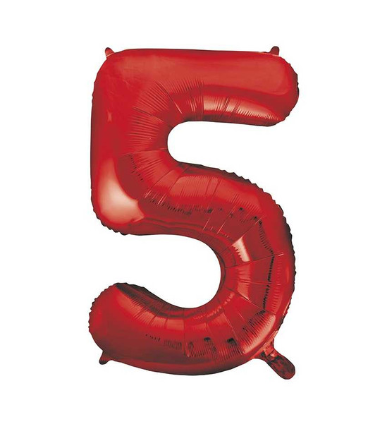 Red Number 5 Balloon