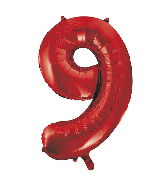 Red Number 9 Balloon