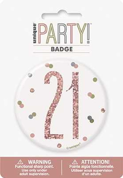 Rose Gold 21st Badge