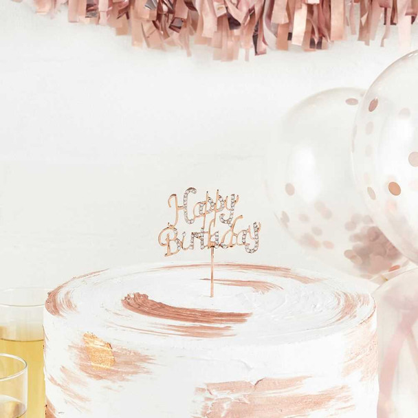 Rose Gold Birthday Cake Topper