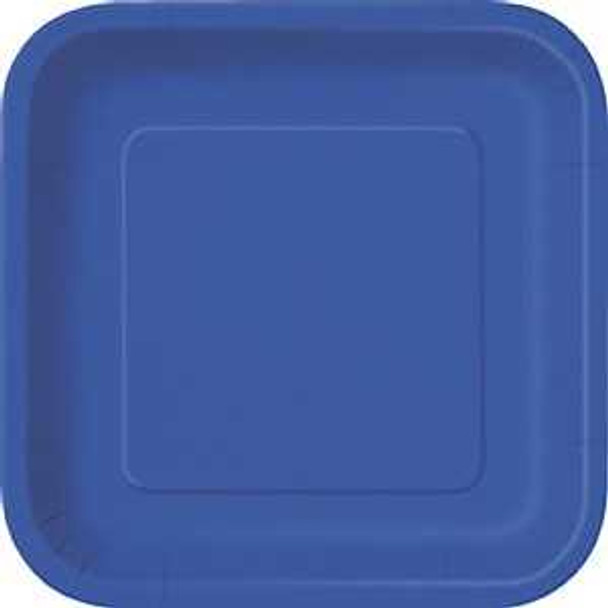 Royal Blue Square Plates (14 Pack)