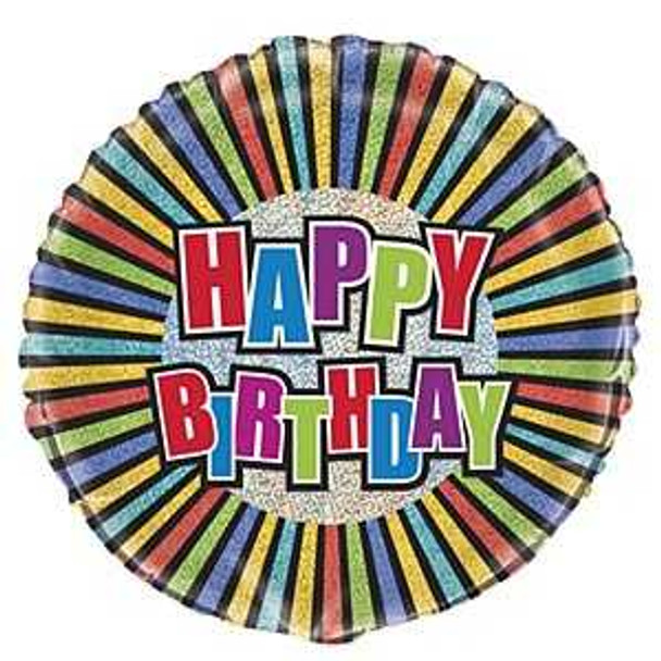 Striped Birthday Foil Balloon