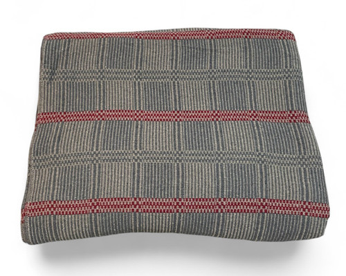 Log Cabin Coverlet - Blue/Tan/Red = Queen Size