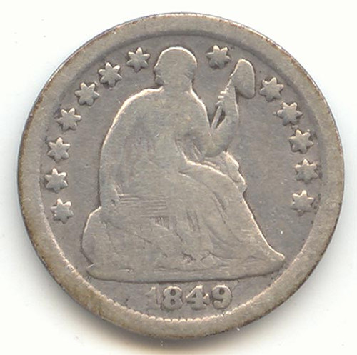 1849-O Seated Liberty Half Dime, Scarce Date, VG Details