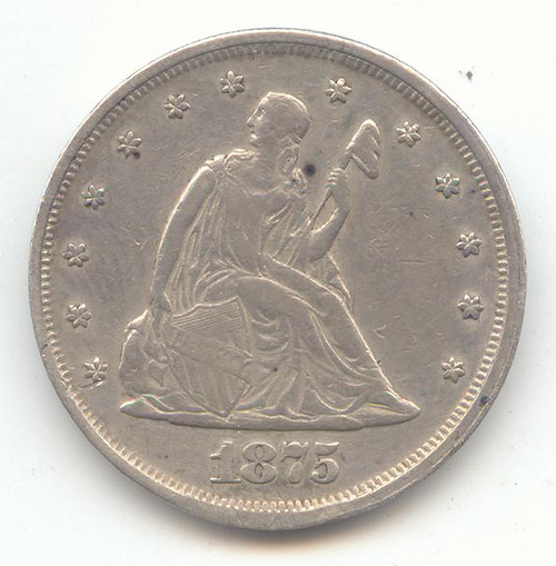 1875 Twenty Cent Piece, 20c, Scarce P Mint, Lustrous XF Details