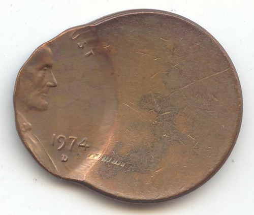 1974-D Lincoln Memorial Cent, Struck 60-70% Off Center, Full Clear Date, AU-Unc