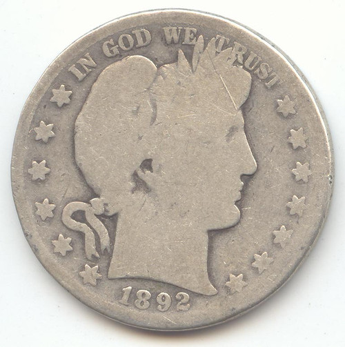 1892-S Barber Half Dollar, Scarce S Mint, Decent AG Details