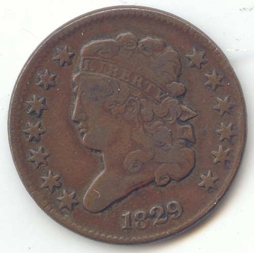 1829 Classic Head Half Cent, Original VF