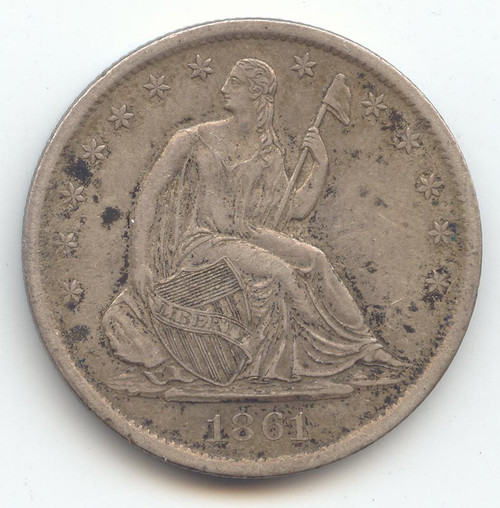 1861-S Seated Liberty Half Dollar, Original AU-Unc, Scarce S Mint
