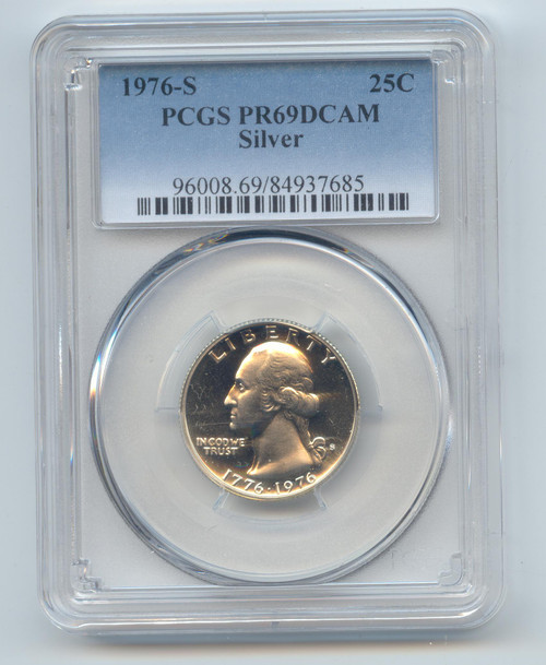 1976-S Silver Proof Bicentennial Washington Quarter, PCGS PR-69 DCAM