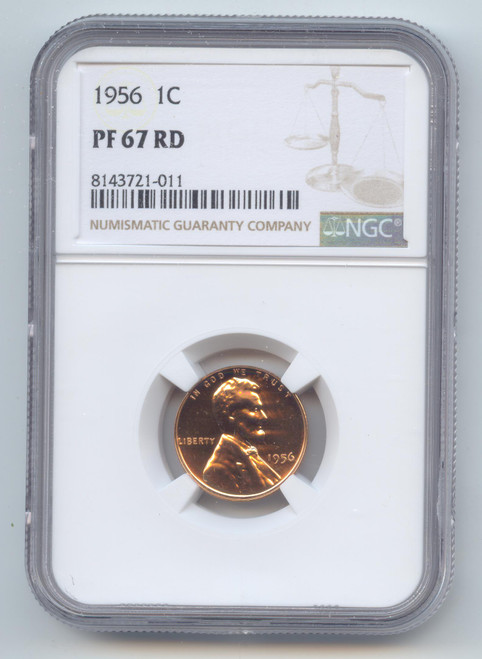 1956 Proof Lincoln Wheat Cent, NGC PF-67 RD, Full Red