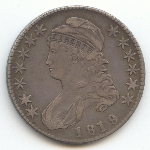1819/8 Overdate Capped Bust Half Dollar, Large 9, VF-XF