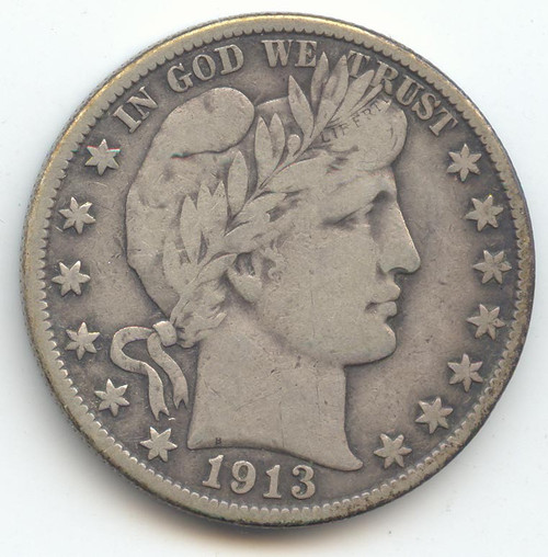1913-S Barber Half Dollar, F-VF