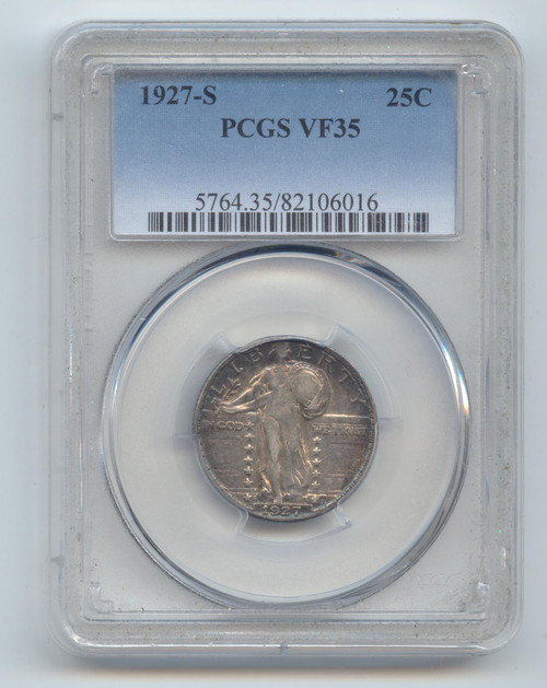 1927-S Standing Liberty Quarter, PCGS VF-35, Key Date