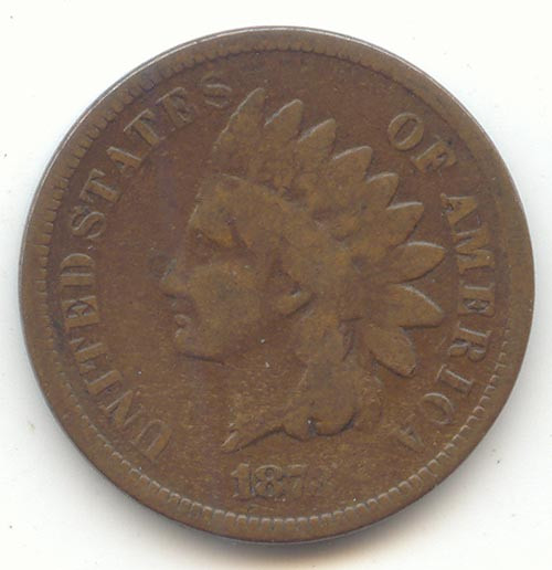 1873 Closed 3 Indian Head Cent, Full Rim Good-VG