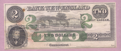 East Haddam CT,Connecticut, Obsolete,Bank of New England, Two Dollars, Remainder