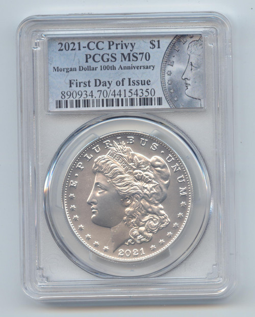 2021-CC Privy Morgan Silver Dollar, PCGS MS-70 First Day of Issue, Carson City