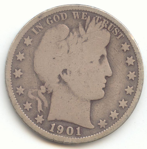 1901-S Barber Half Dollar, VG,Scarce S Mint