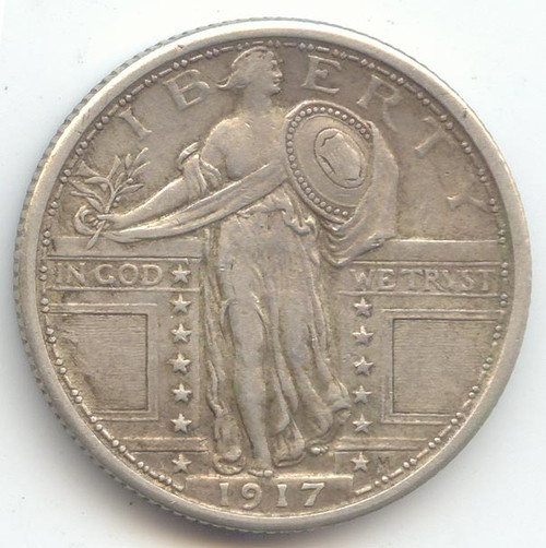 1917 Type 1 Standing Liberty Quarter, Lustrous and Original XF-AU