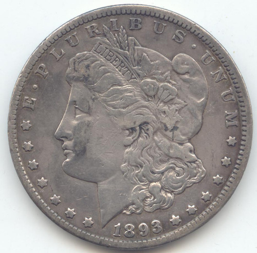 1893-CC Carson City Morgan Silver Dollar, Key Date, VF Details