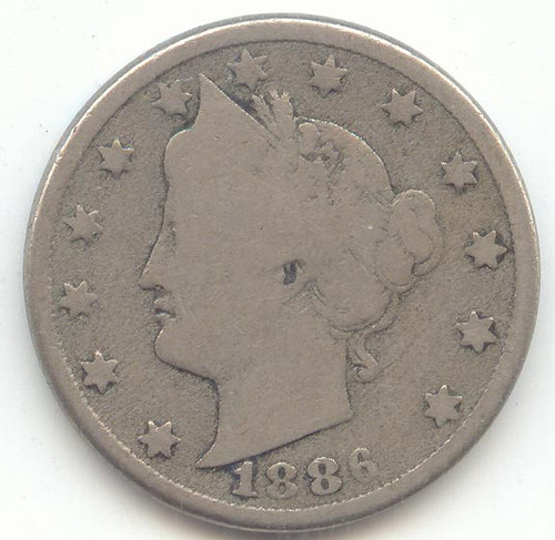 1886 Liberty V Nickel, Key Date, Good