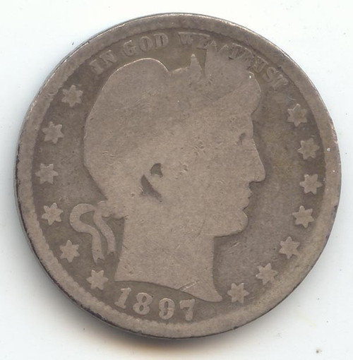 1897-O Barber Quarter, Problem Free AG