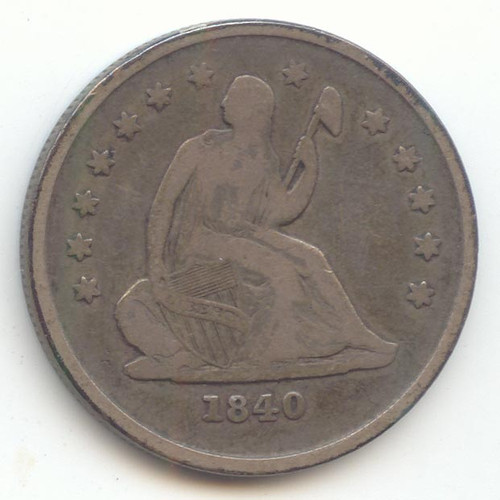 1840-O No Drapery Seated Liberty Quarter, Fine