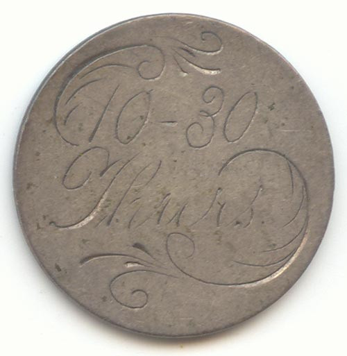 Capped Bust Dime Love Token, Engraved 10-30, Thurs