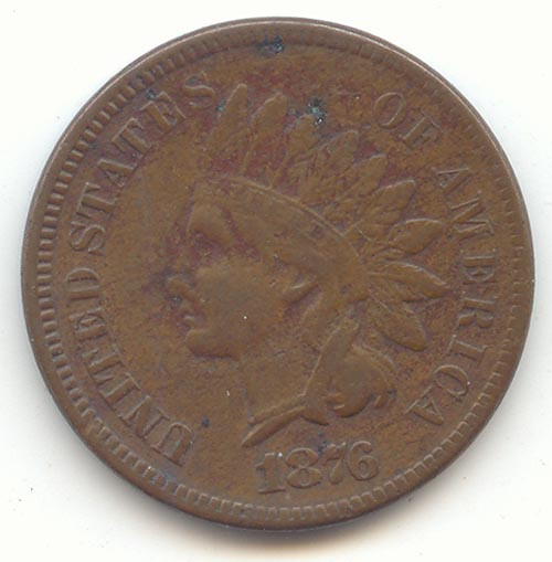 1876 Indian Head Cent, F-VF Details