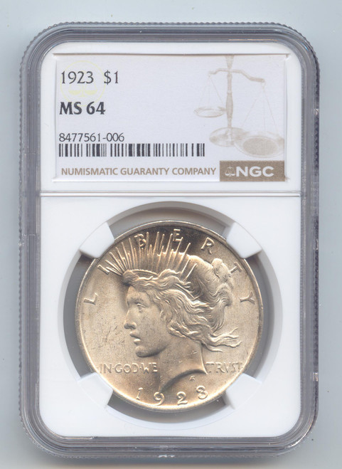 1923 Peace Dollar, NGC MS-64