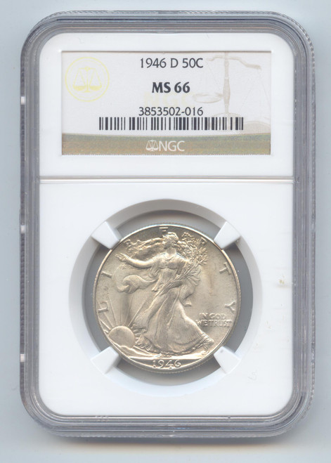 1946-D Walking Liberty Half Dollar, NGC MS-66