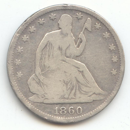 1860-S Seated Liberty Half Dollar, VG Details