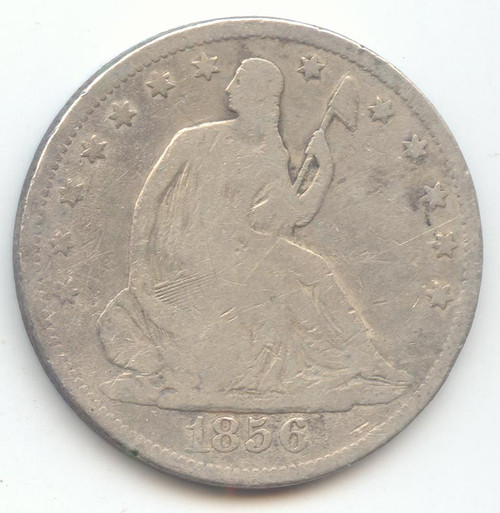 1856-S Seated Liberty Half Dollar, VG Details, Scarce S Mint