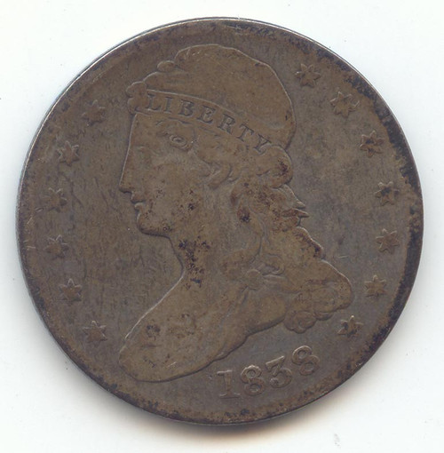 1838 Reeded Edge Capped Bust Half Dollar, F-VF