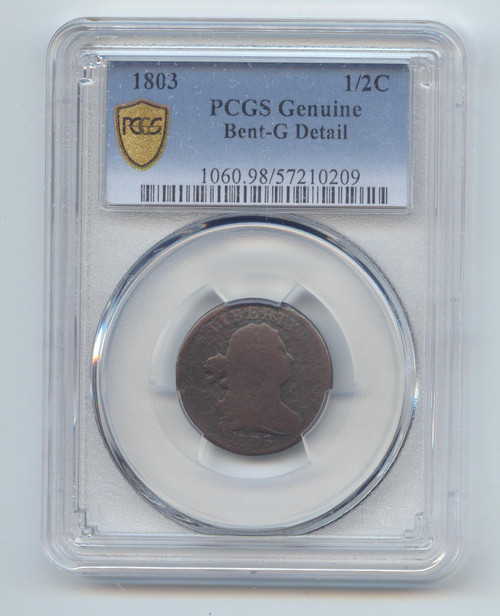 1803 Draped Bust Half Cent, PCGS TrueView, Good Details