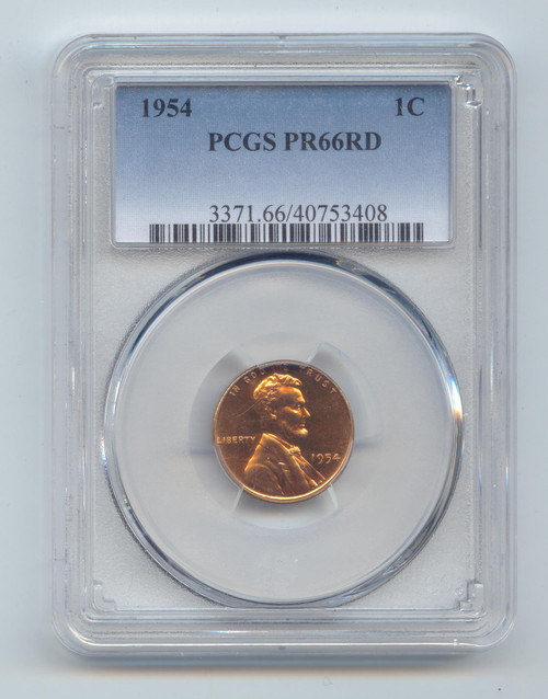 1954 Proof Lincoln Wheat Cent, PCGS PR-66 RD, Full Mint Red