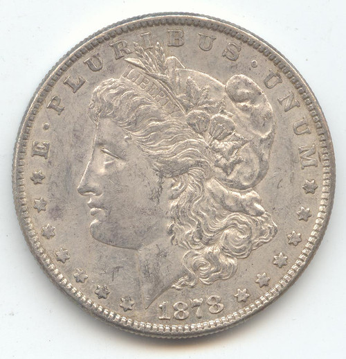 1878 Morgan Silver Dollar, 8 TF, 8 Tail Feathers VAM-6, Lustrous AU-Unc